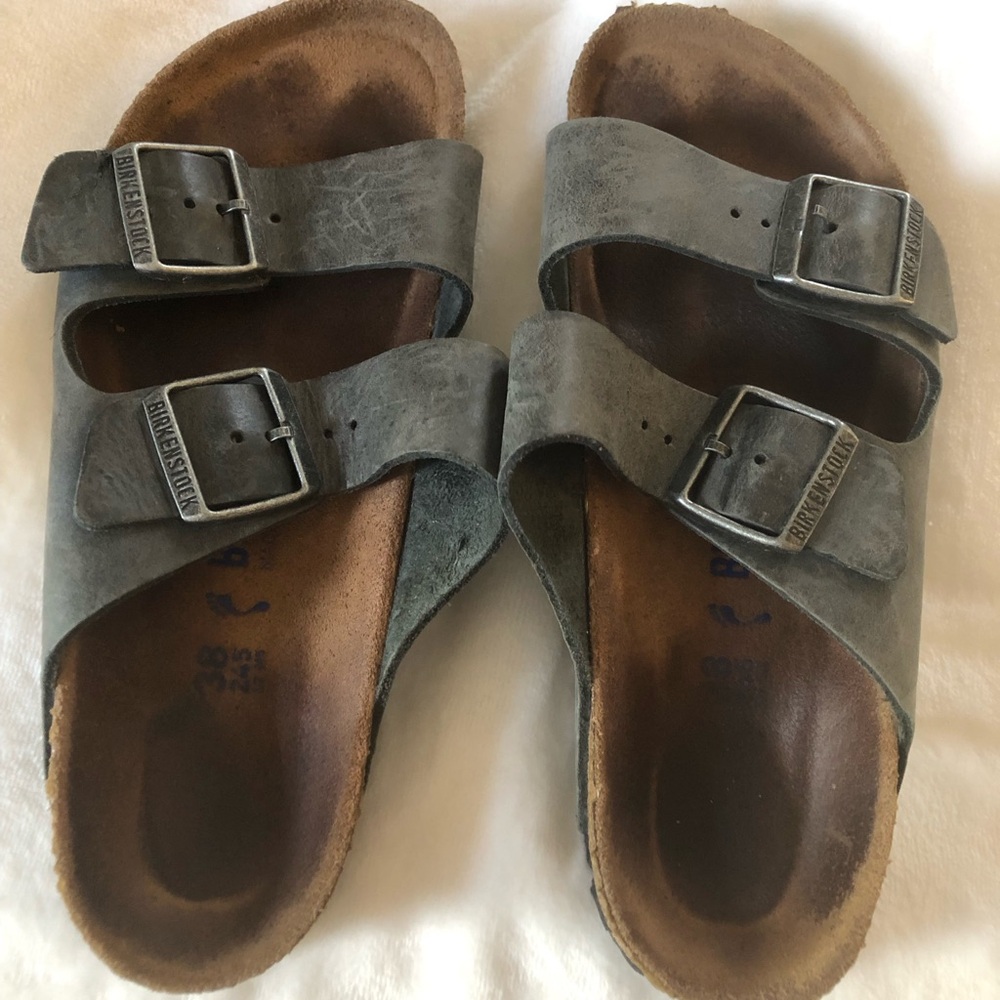 Birkenstock Arizona Double Buckle Sandals in Slate Gray